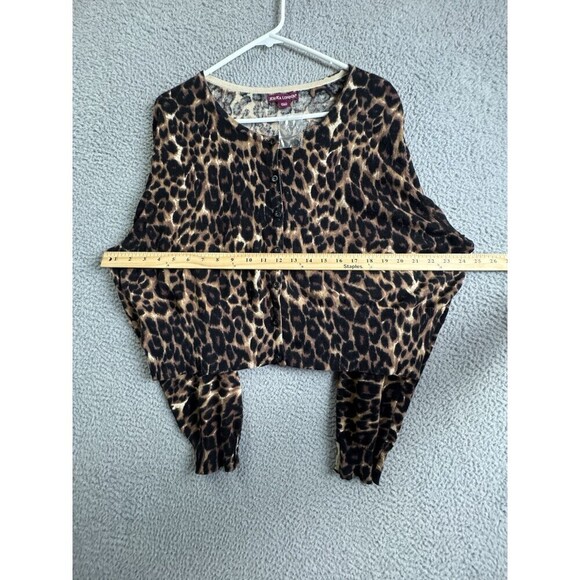 Jessica London Cardigan Womens 22/24 Brown Black Animal Print Button Down Stop - Picture 4 of 10